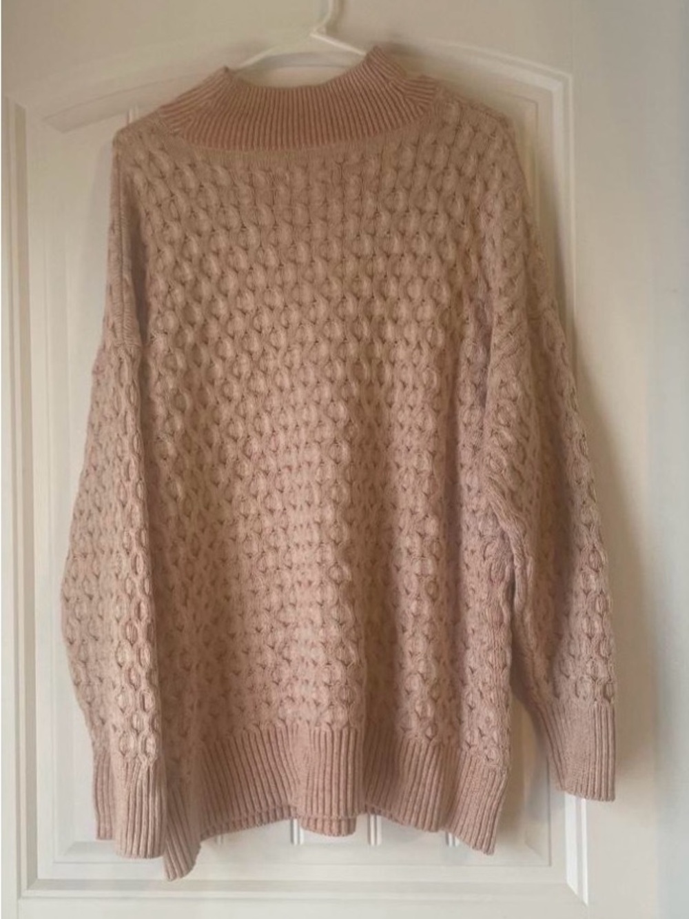 Knox Rose Blush Cable Knit Turtleneck Sweater
